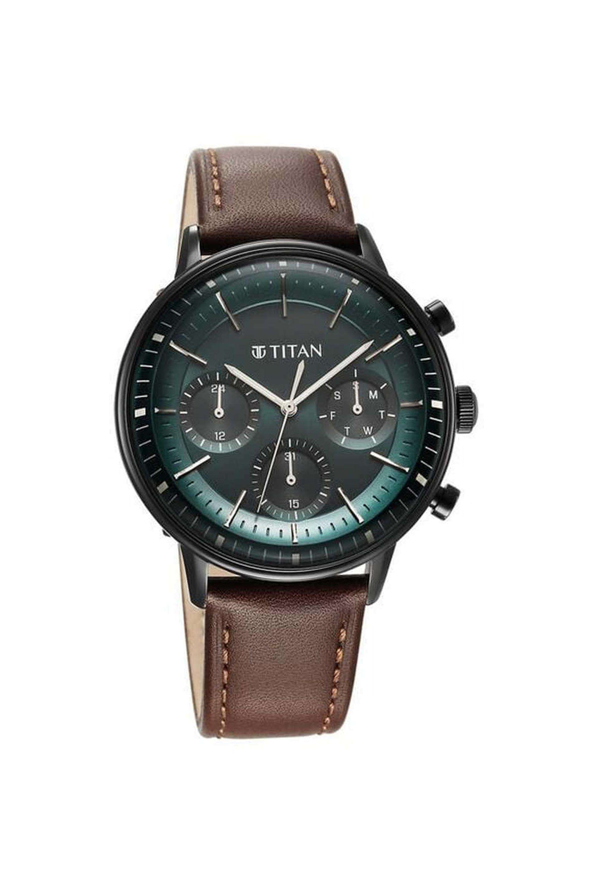 Light-Leathers-Men-s-42-mm-Quartz-Analogue-Watch---Black-Dial-With-Brown-Leather-Strap-(NT90171NL01)