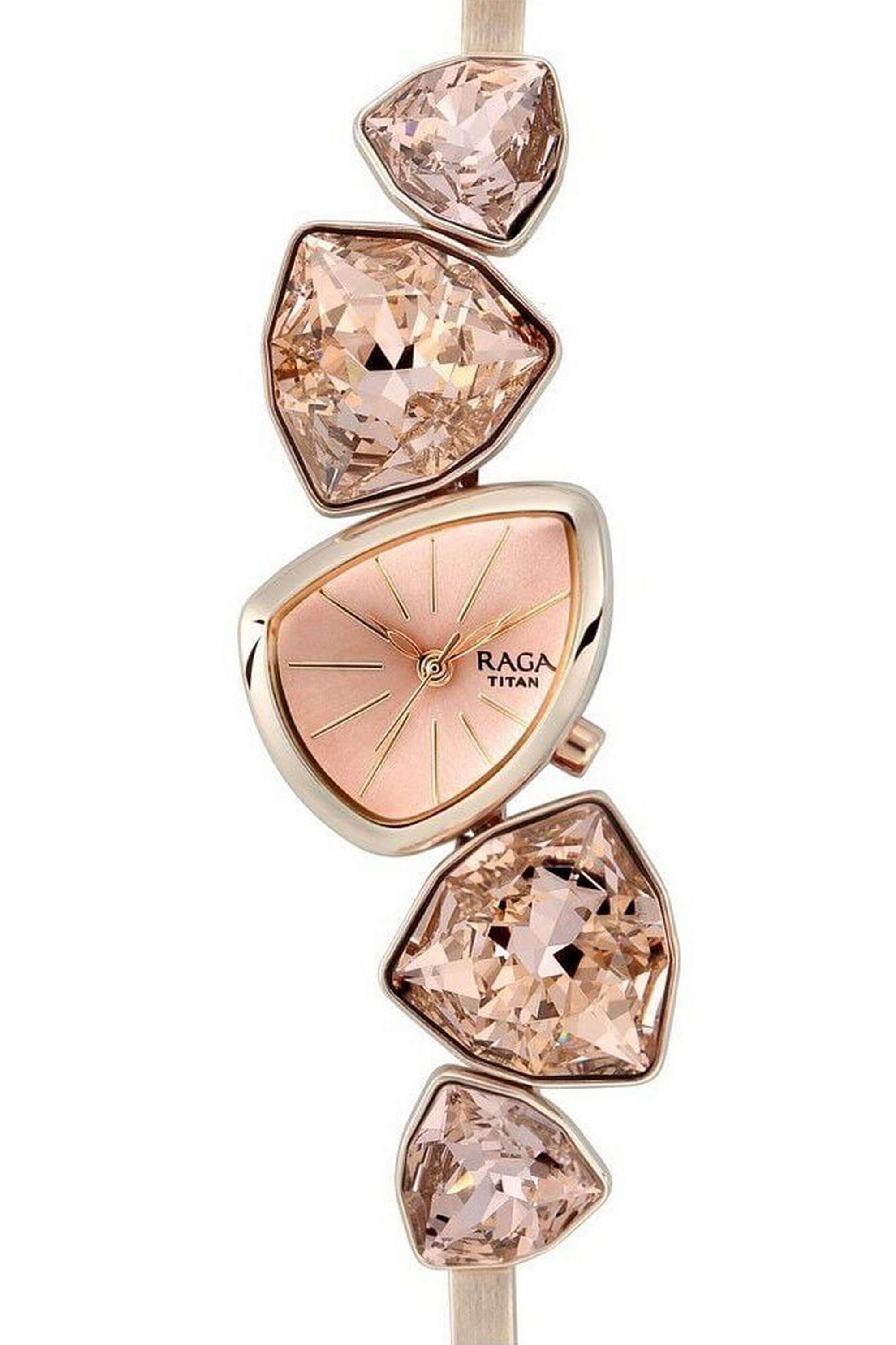 Raga-I-Am-Women-s-23mm-Analogue-Quartz-Watch---Pink-Dial-with-Rose-Gold-Metal-Strap-(NT95095WM01F)