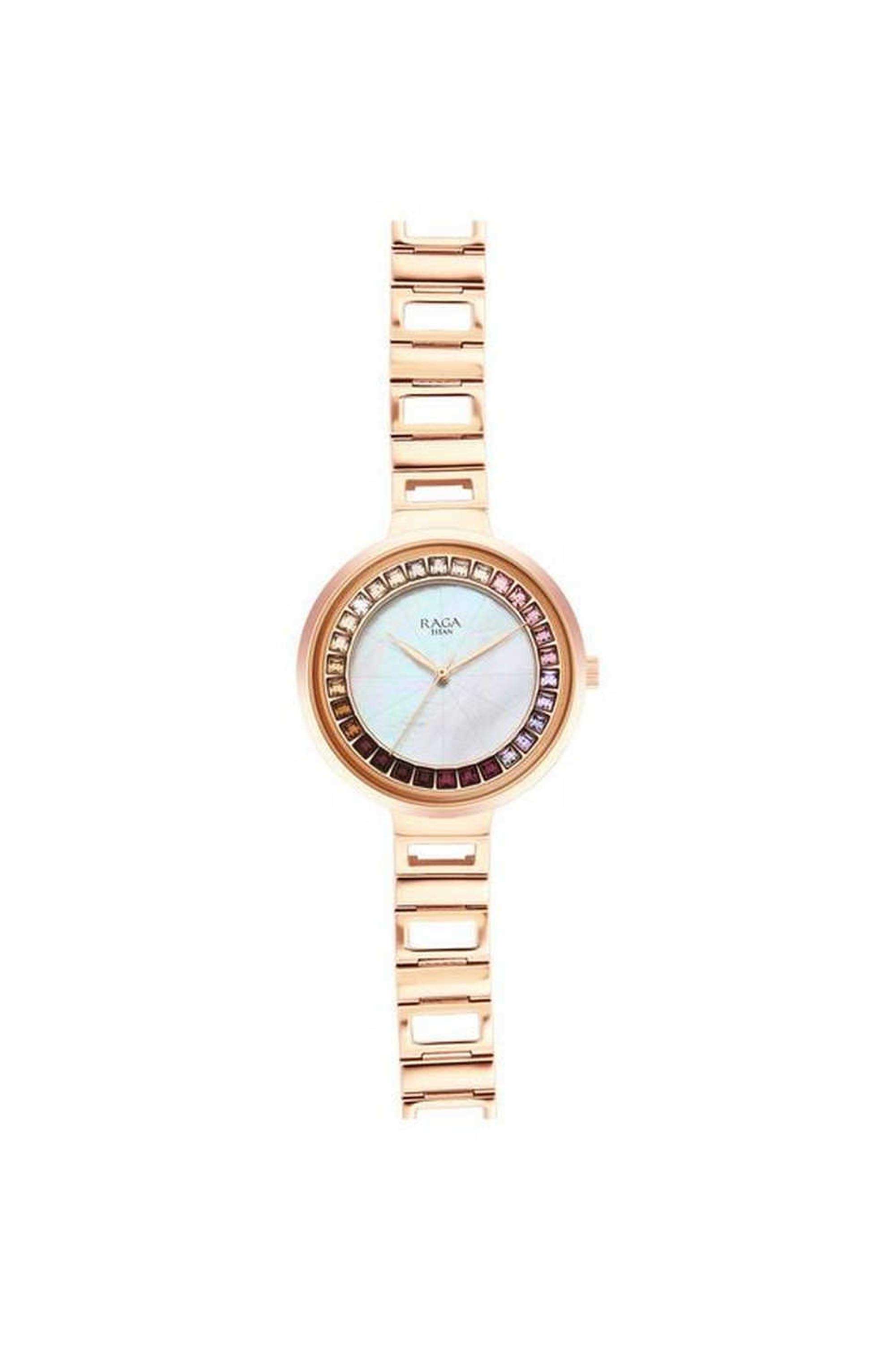 Raga-Love-All-Women-s-35.5-mm-Quartz-Analogue-Watch---White-Dial-With-Rose-Gold-Metal-Strap-(NT95150WM01)