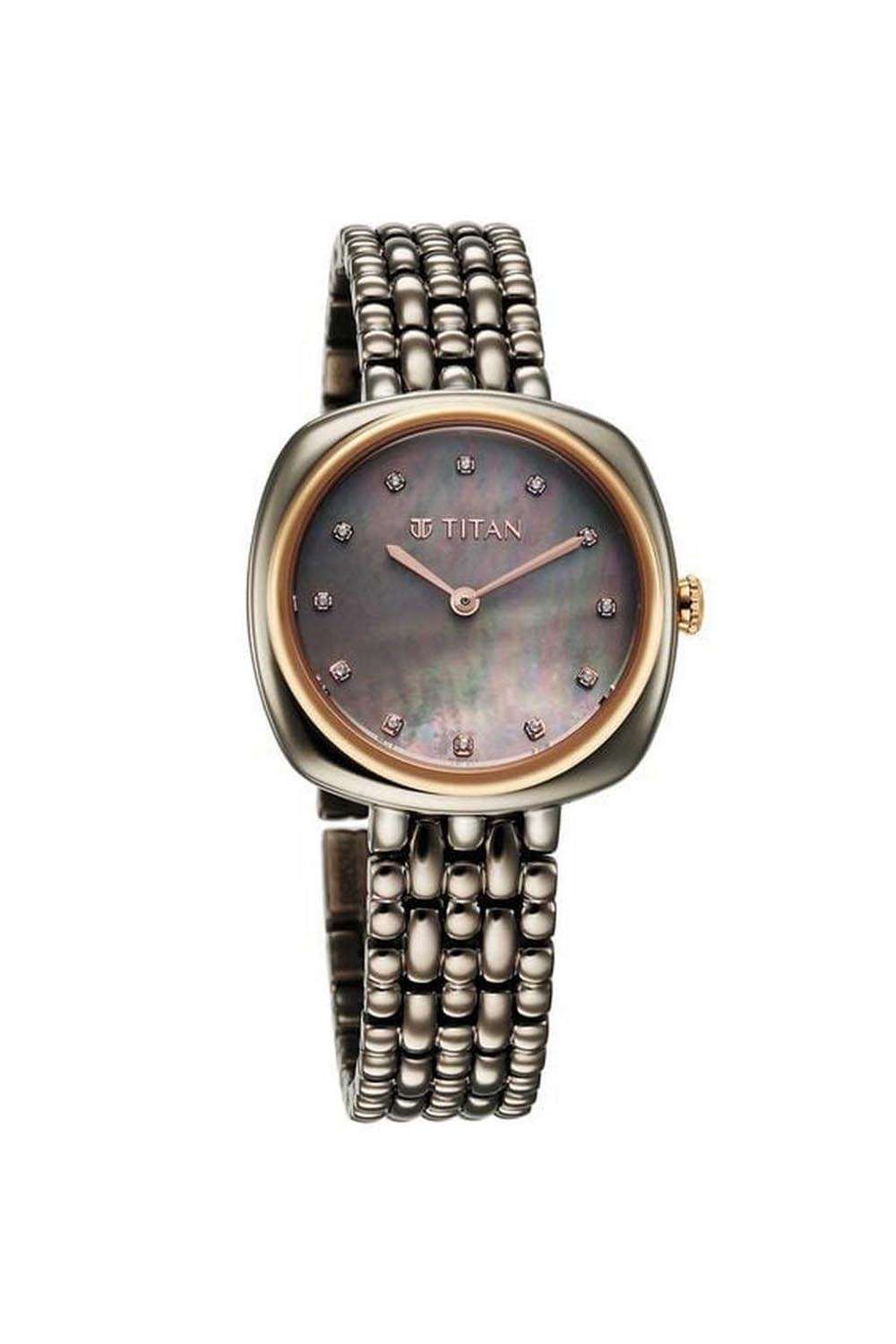 Aura-Women-s-32-mm-Quartz-Analogue-Watch---Grey-Dial-With-Black-Stainless-Steel-Strap-(NT95241KM02)