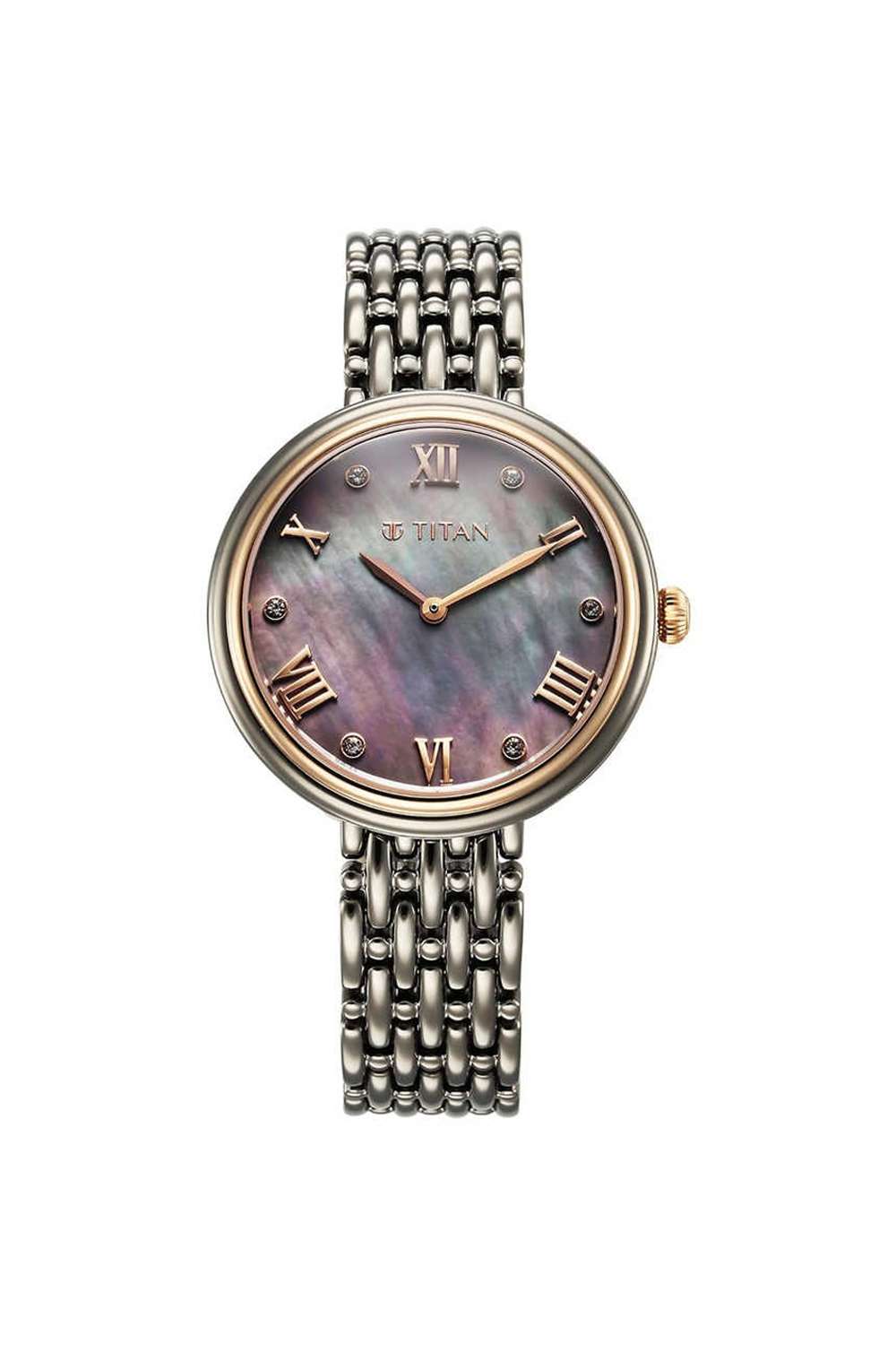 Aura-Women-s-34-mm-Quartz-Analogue-Watch---Grey-Dial-With-Black-Stainless-Steel-Strap-(NT95243KM01)