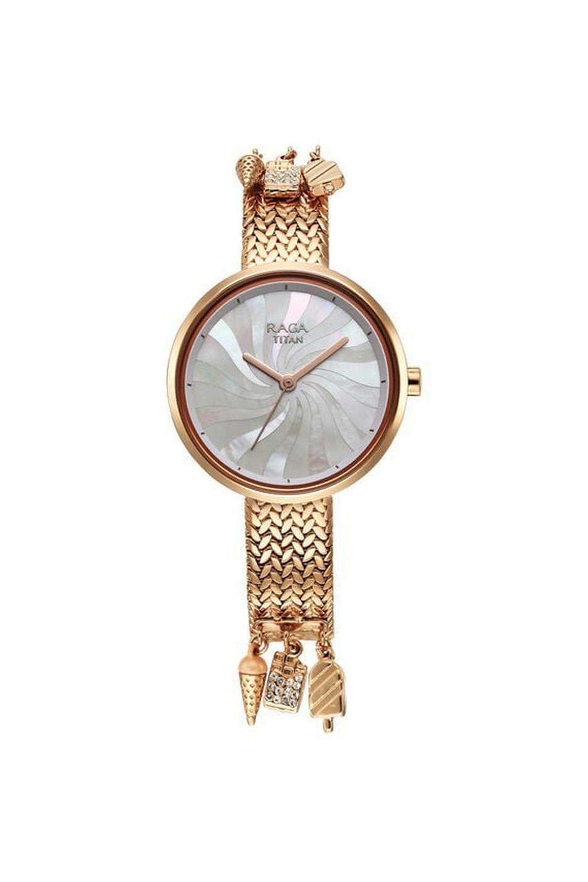 Raga-Memoirs-Women-s-32-mm-Quartz-Analogue-Watch---White-Dial-With-Rose-Gold-Metal-Strap-(NT95253WM01F)
