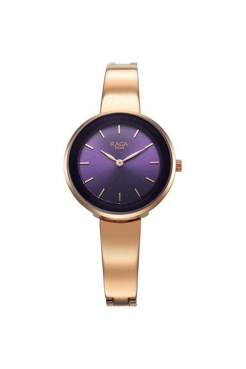 Raga-Showstopper-Women-s-32-mm-Quartz-Analogue-Watch---Purple-Dial-With-Rose-Gold-Metal-Strap-(NT95276WM01)