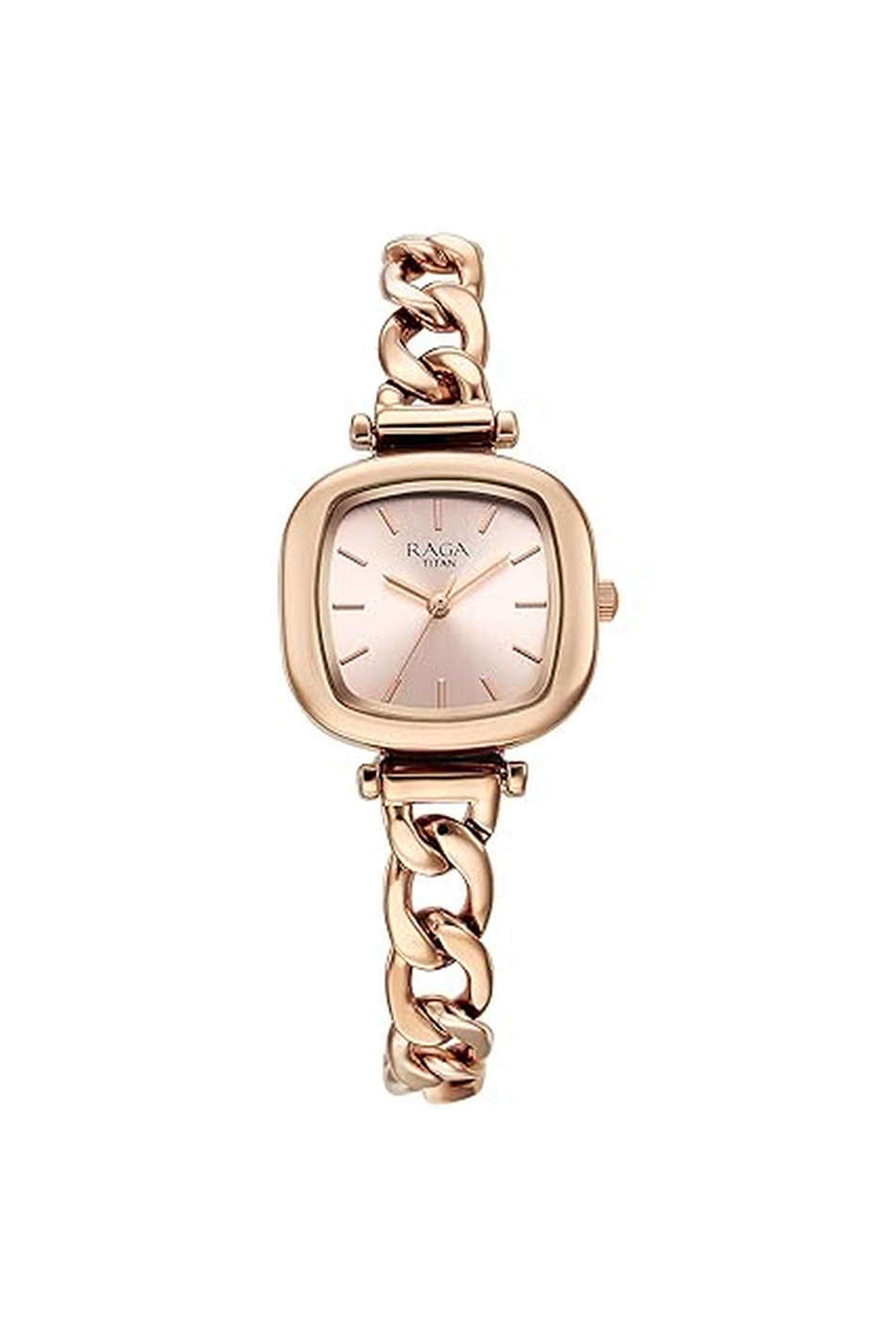 Raga-Showstopper-Women-s-30-mm-Quartz-Analogue-Watch---Pink-Dial-With-Rose-Gold-Metal-Strap-(NT95302WM01)