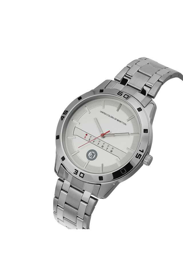 Quartz-45-mm-Silver-Dial-Stainless-Steel-Analogue-Wrist-Watch-For-Men---UWUCG1606