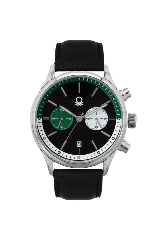 Quartz-43-mm-Black-Dial-Leather-Analogue-Wrist-Watch-For-Men---UWUCG2401