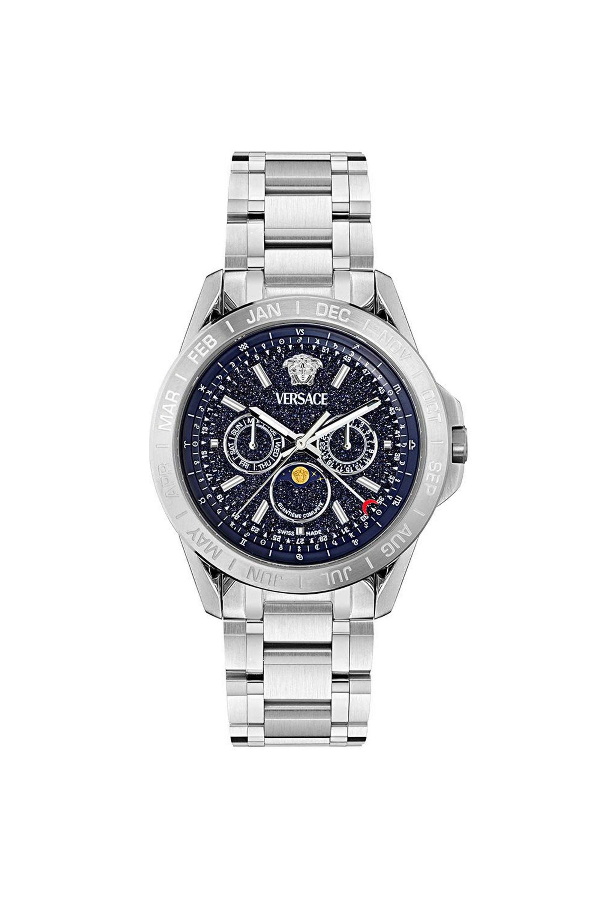 V-Galaxy-Moonphase-Men-s-43-mm-Chronograph-Quartz-Watch---Blue-Dial-with-Silver-Stainless-Steel-Strap-(VE0K00125)