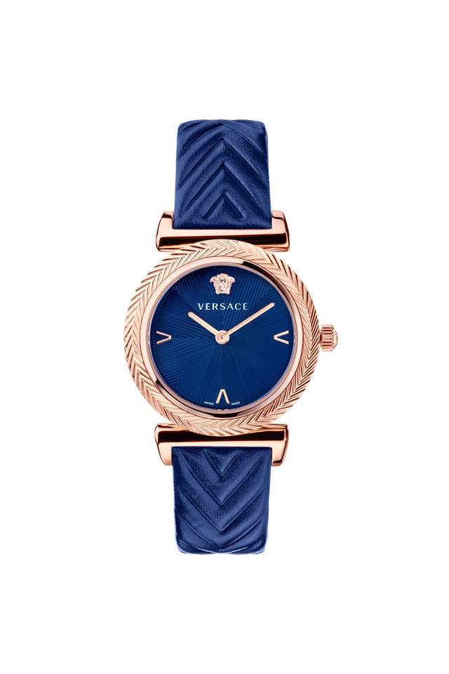 Womens-Blue-Dial-V-Motif-Stainless-Steel-Analogue-Watch---VERE01720