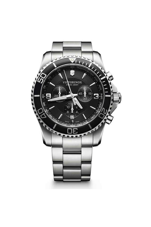 Maverick-43-mm-Black-Dial-Stainless-Steel-Analogue-Watch-for-Men---241695