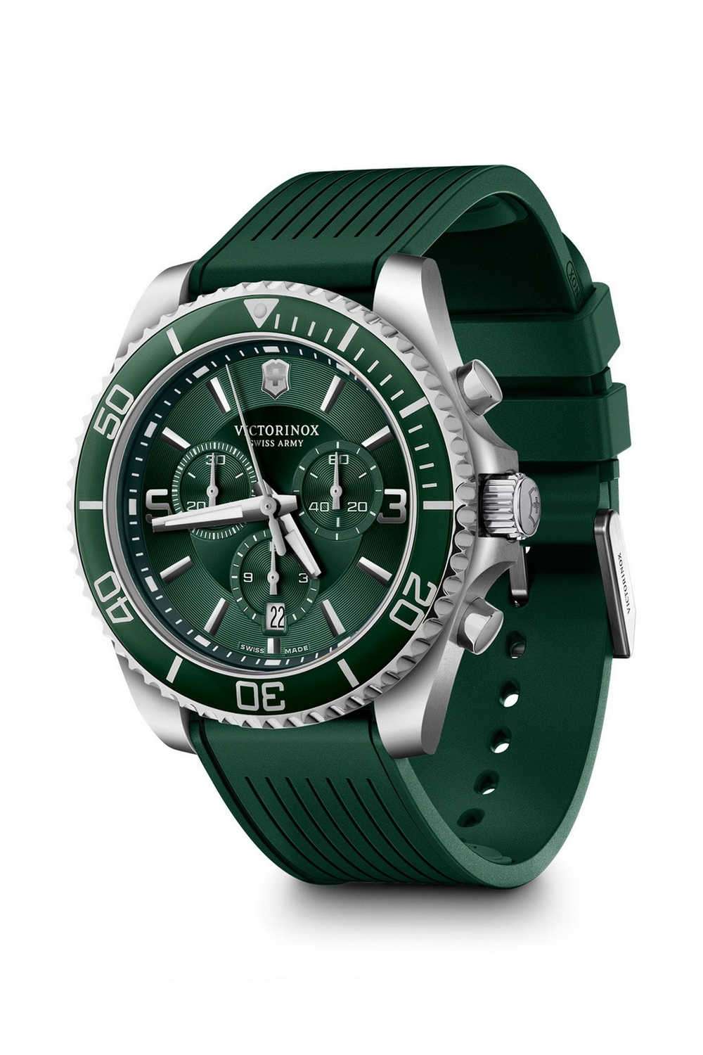 Maverick-43-mm-Green-Dial-Rubber-Chronograph-Watch-For-Women---249185