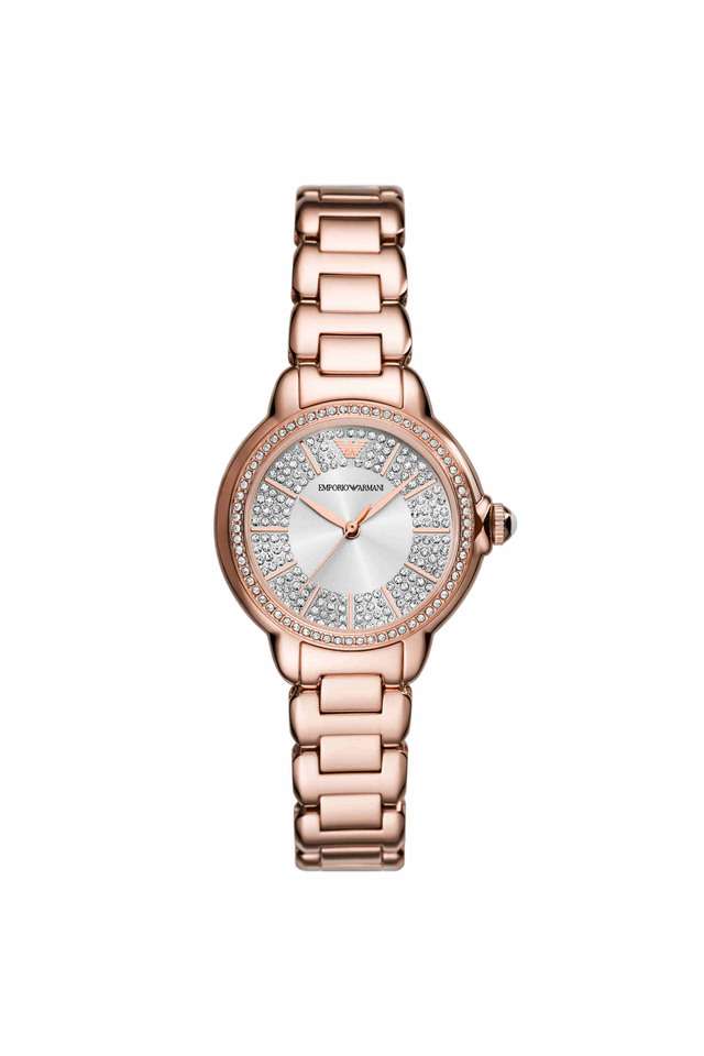 Women-s-32-mm-Analogue-Quartz-Watch---Silver-Dial-with-Rose-Gold-Stainless-Steel-Strap-(AR11633)