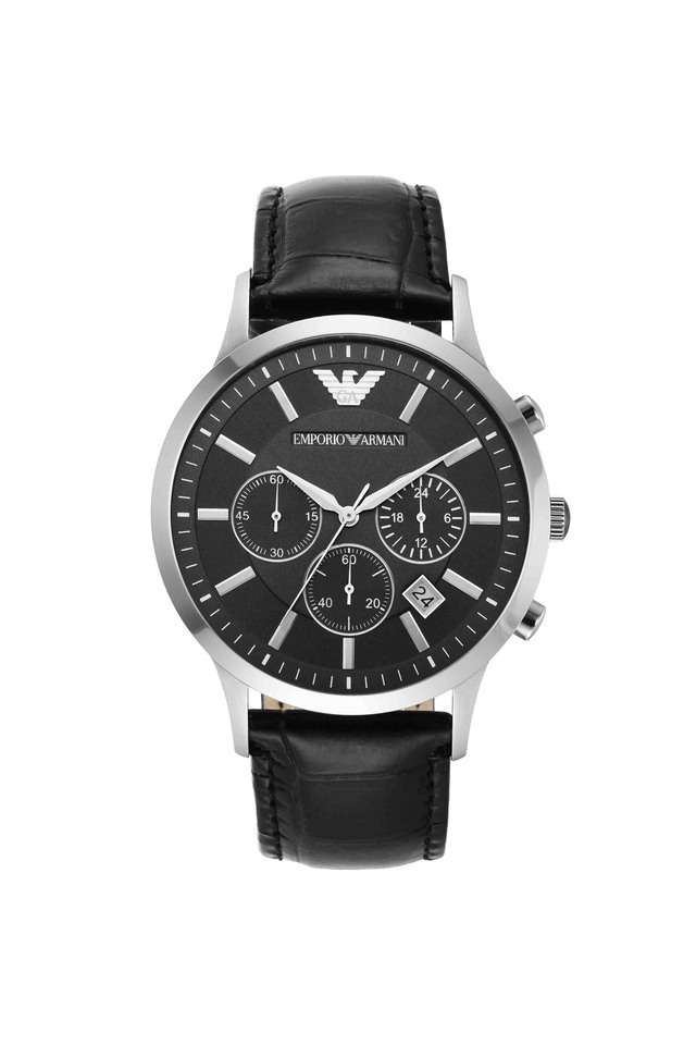 Quartz-43-mm-Black-Dial-Leather-Chronograph-Wrist-Watch-for-Men---AR2447