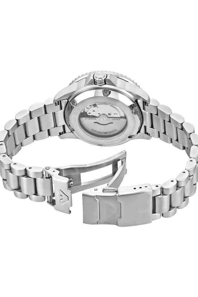 Men-s-42-mm-Analogue-Automatic-Watch---Blue-Dial-with-Silver-Stainless-Steel-Strap-(AR60079)