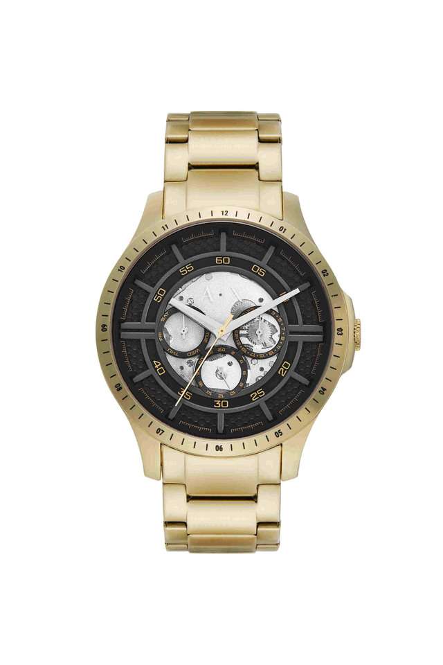 Quartz-46-mm-Black-Dial-Stainless-Steel-Chronograph-Wrist-Watch-for-Men---AX2461
