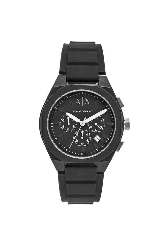 Quartz-44-mm-Black-Dial-Silicone-Chronograph-Wrist-Watch-for-Men---AX4161