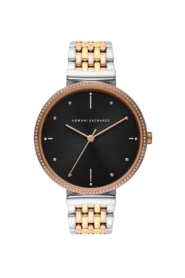 Quartz-36-mm-Black-Dial-Stainless-Steel-Analogue-Wrist-Watch-for-Women---AX5911