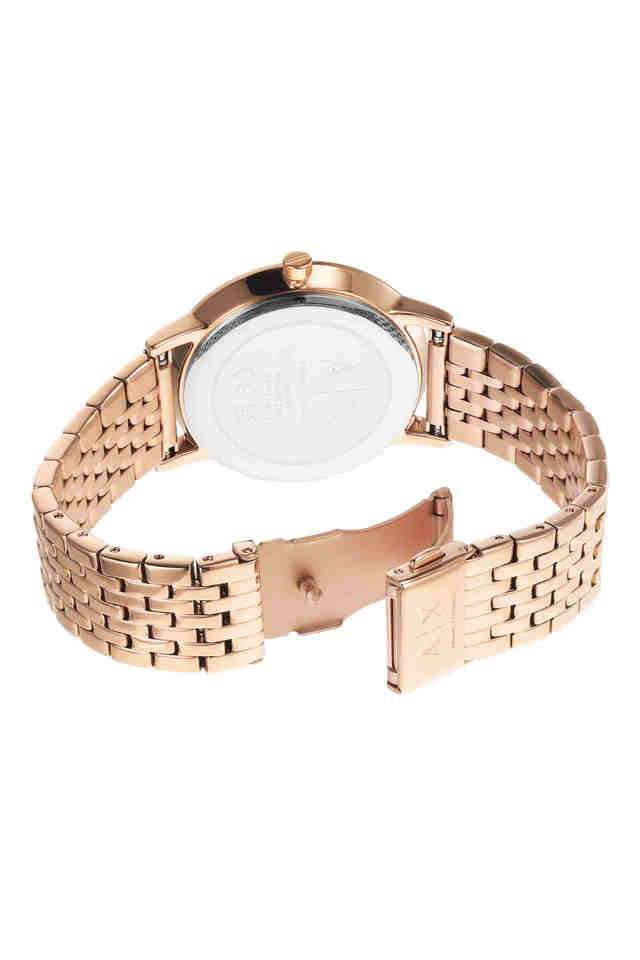 Quartz-36-mm-White-Dial-Stainless-Steel-Analogue-Wrist-Watch-for-Women---AX7145SET