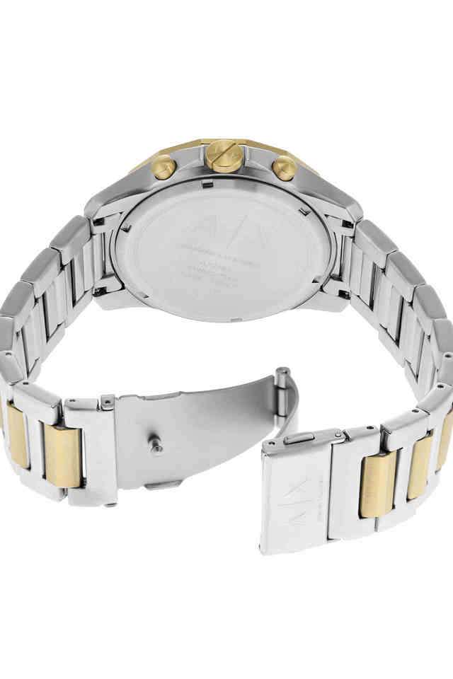 Quartz-44-mm-Black-Dial-Stainless-Steel-Chronograph-Wrist-Watch-for-Men---AX7148SET