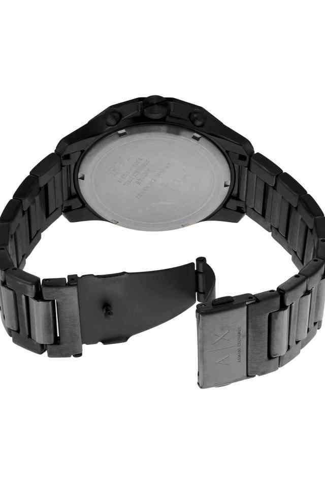 Quartz-44-mm-Black-Dial-Stainless-Steel-Chronograph-Wrist-Watch-for-Men---AX7153SET
