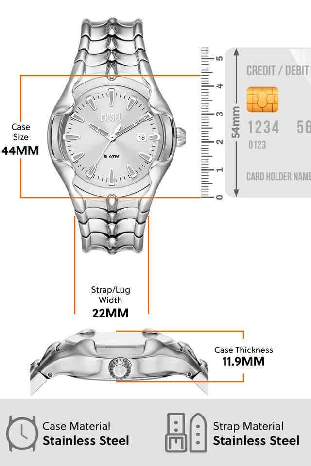 Buy DIESEL Silver Vert 44 mm Silver Dial Stainless Steel Analogue