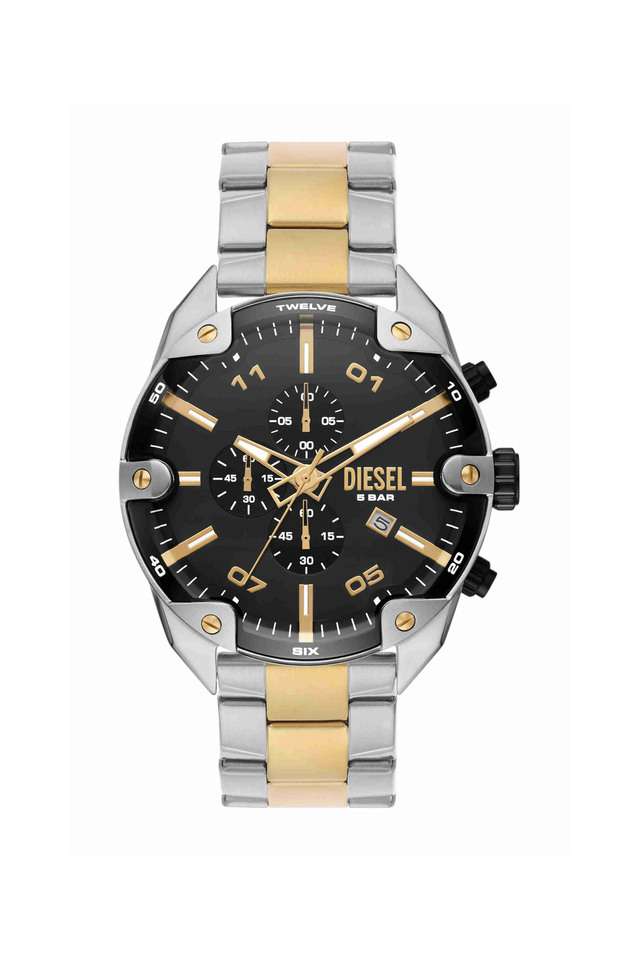 Spiked-49-mm-Black-Dial-Stainless-Steel-Chronograph-Wrist-Watch-for-Men---DZ4627