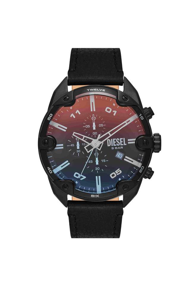 Spiked-49-mm-Black-Dial-Leather-Chronograph-Wrist-Watch-for-Men---DZ4667