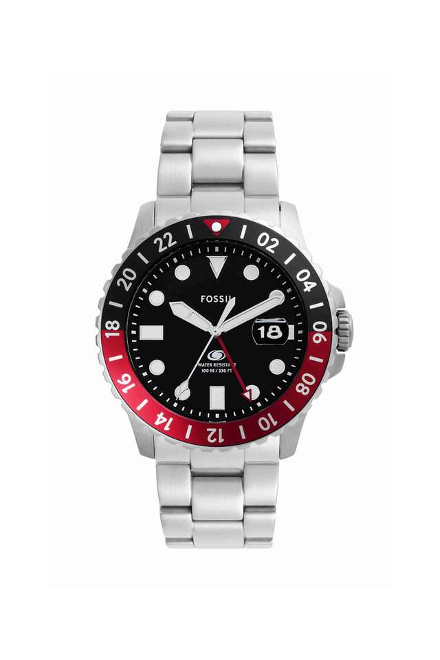 Blue-Gmt-46-mm-Black-Dial-Stainless-Steel-Analogue-Wrist-Watch-for-Men---FS6092