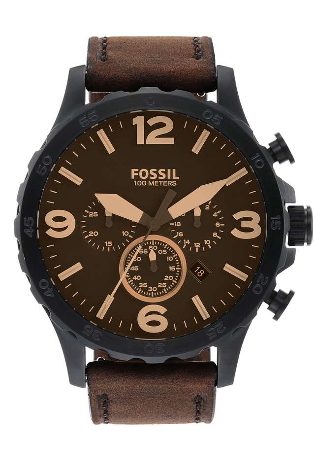 Mens-Nate-Brown-Dial-Leather-Chronograph-Watch---JR1487