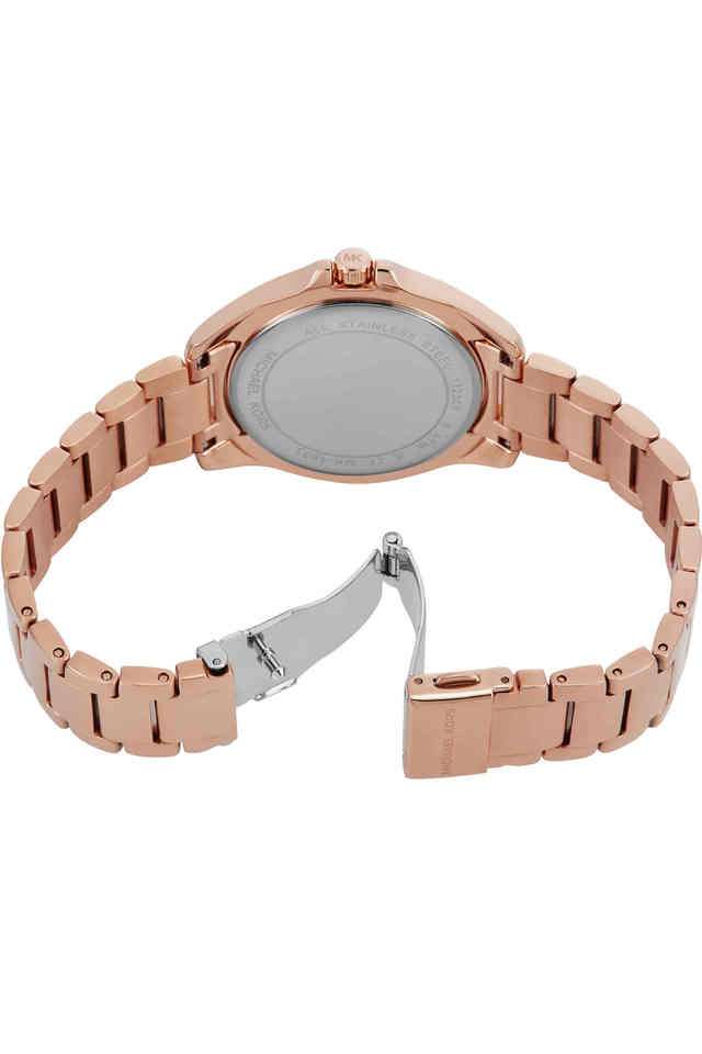 Kacie-Women-s-39-mm-Quartz-Analog-Watch---Silver-Dial-With-Rose-Gold-Stainless-Steel-Strap-(MK4853)