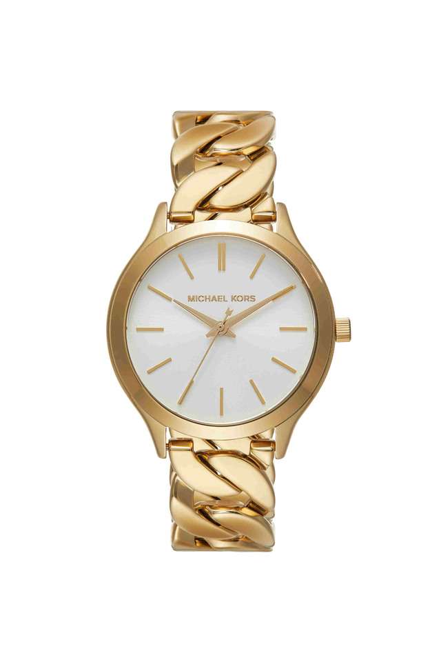 Runway-38-mm-White-Dial-Stainless-Steel-Analogue-Wrist-Watch-for-Women---MK7472