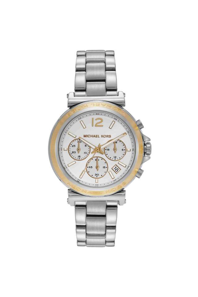 Maren-40-mm-White-Dial-Stainless-Steel-Chronograph-Wrist-Watch-for-Women---MK7495