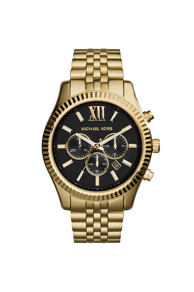 Lexington-45-mm-Black-Dial-Stainless-Steel-Chronograph-Wrist-Watch-for-Men---MK8286