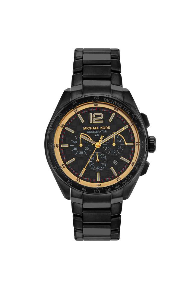 Accelerator-2.0-Men-s-44-mm-Quartz-Chronograph-Watch---Black-Dial-With-Black-Stainless-Steel-Strap-(MK9179)