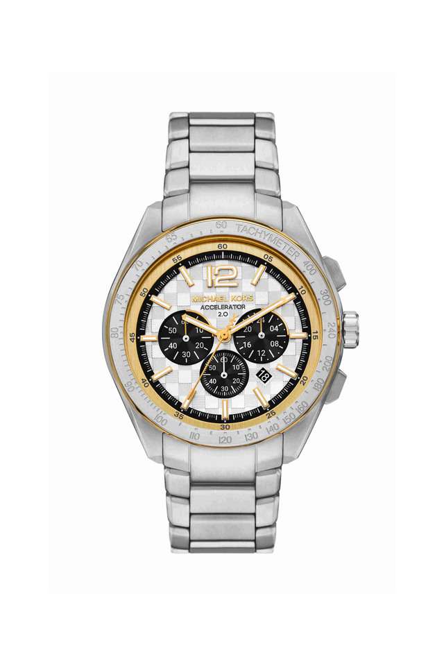 Buy MICHAEL KORS Silver Accelerator 44 mm Silver Dial Stainless