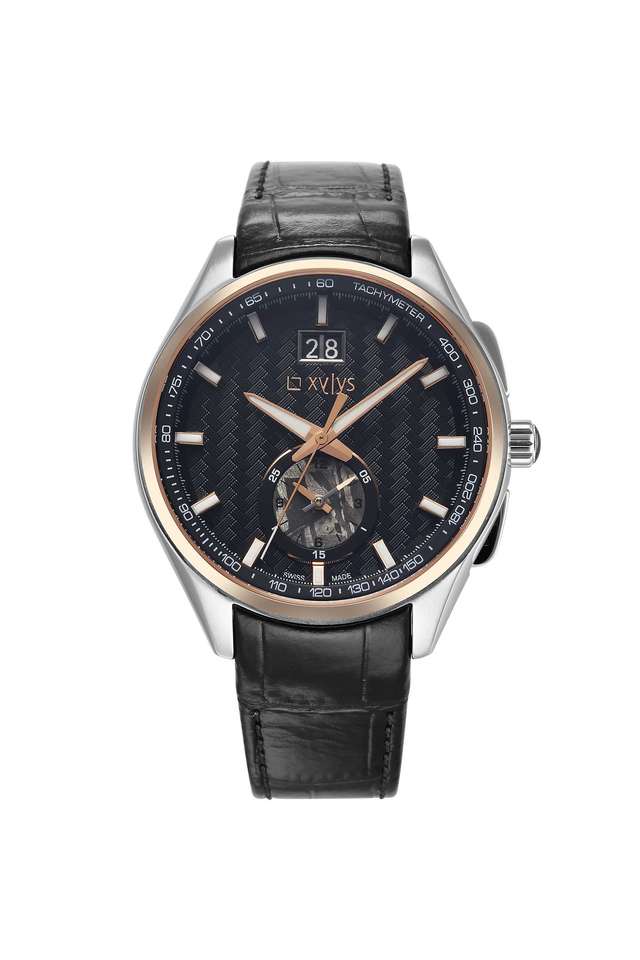 Meteor-43-mm-Black-Dial-Leather-Strap-Chronograph-Watch-For-Men---40043KL02