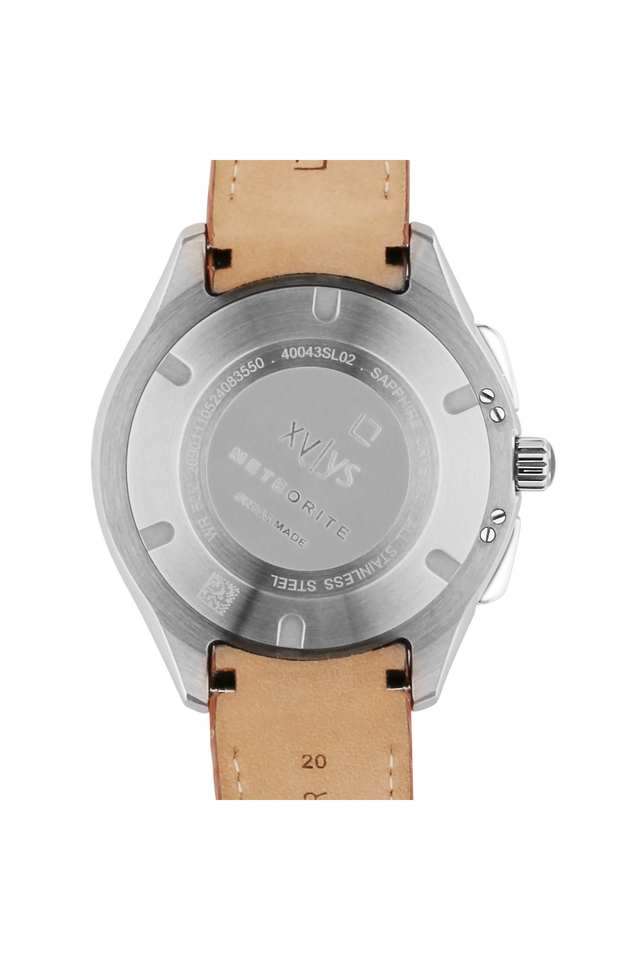 Meteor-43-mm-Black-Dial-Leather-Strap-Chronograph-Watch-For-Men---40043SL02