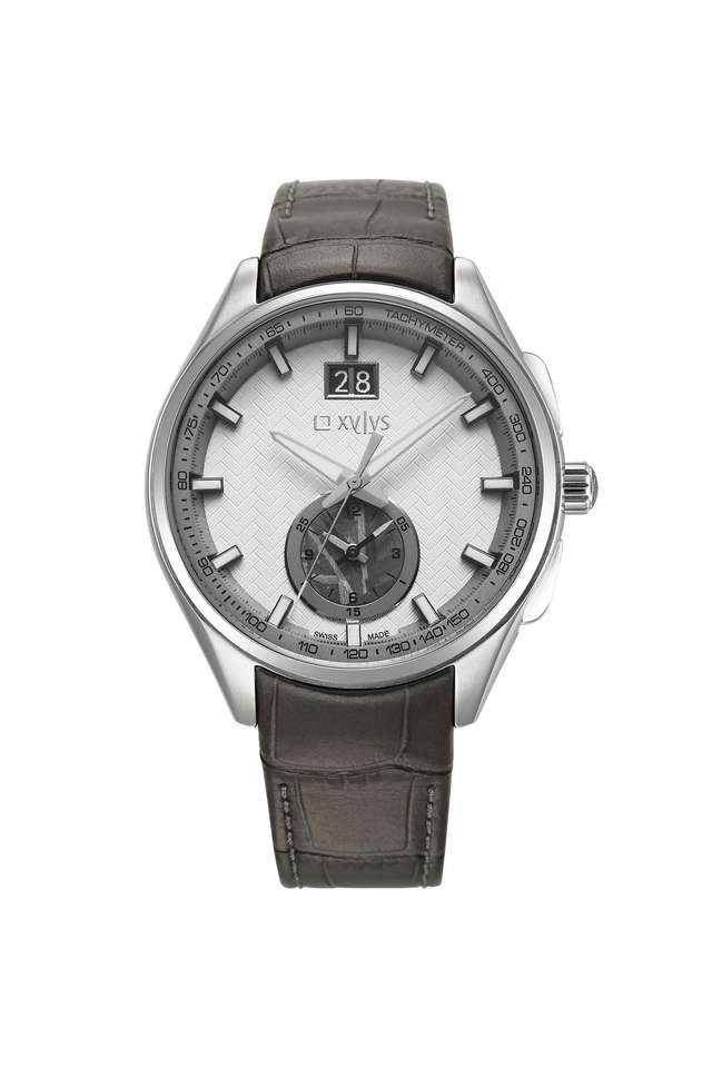 Meteor-43-mm-White-Dial-Leather-Strap-Chronograph-Watch-For-Men---40043SL03