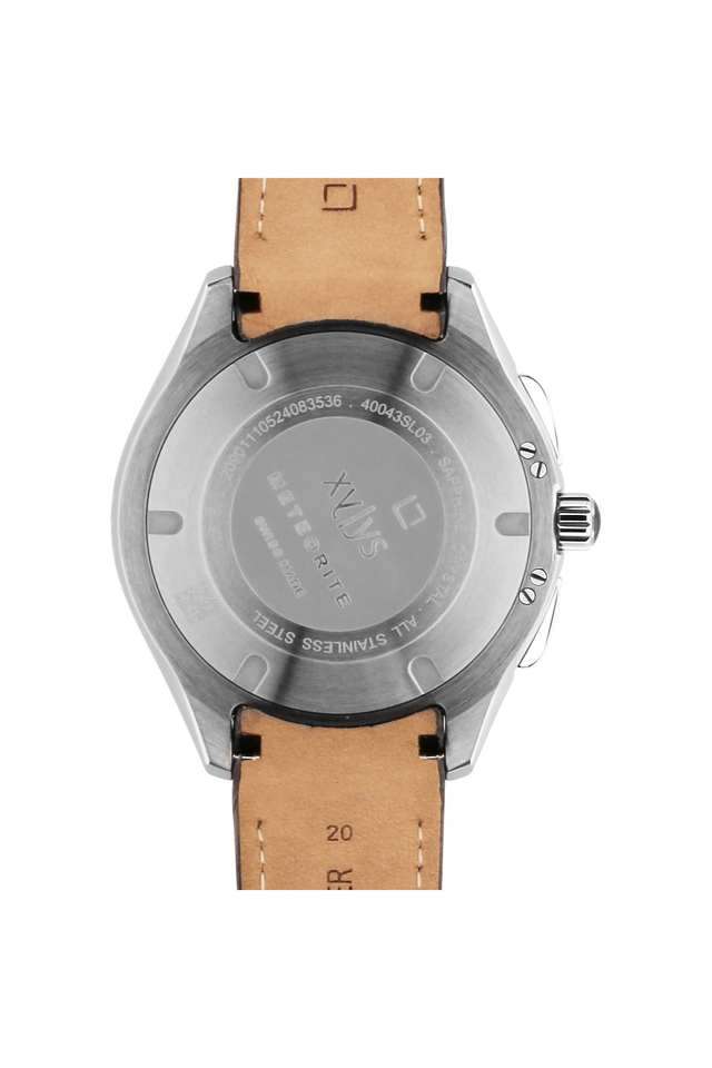 Meteor-43-mm-White-Dial-Leather-Strap-Chronograph-Watch-For-Men---40043SL03