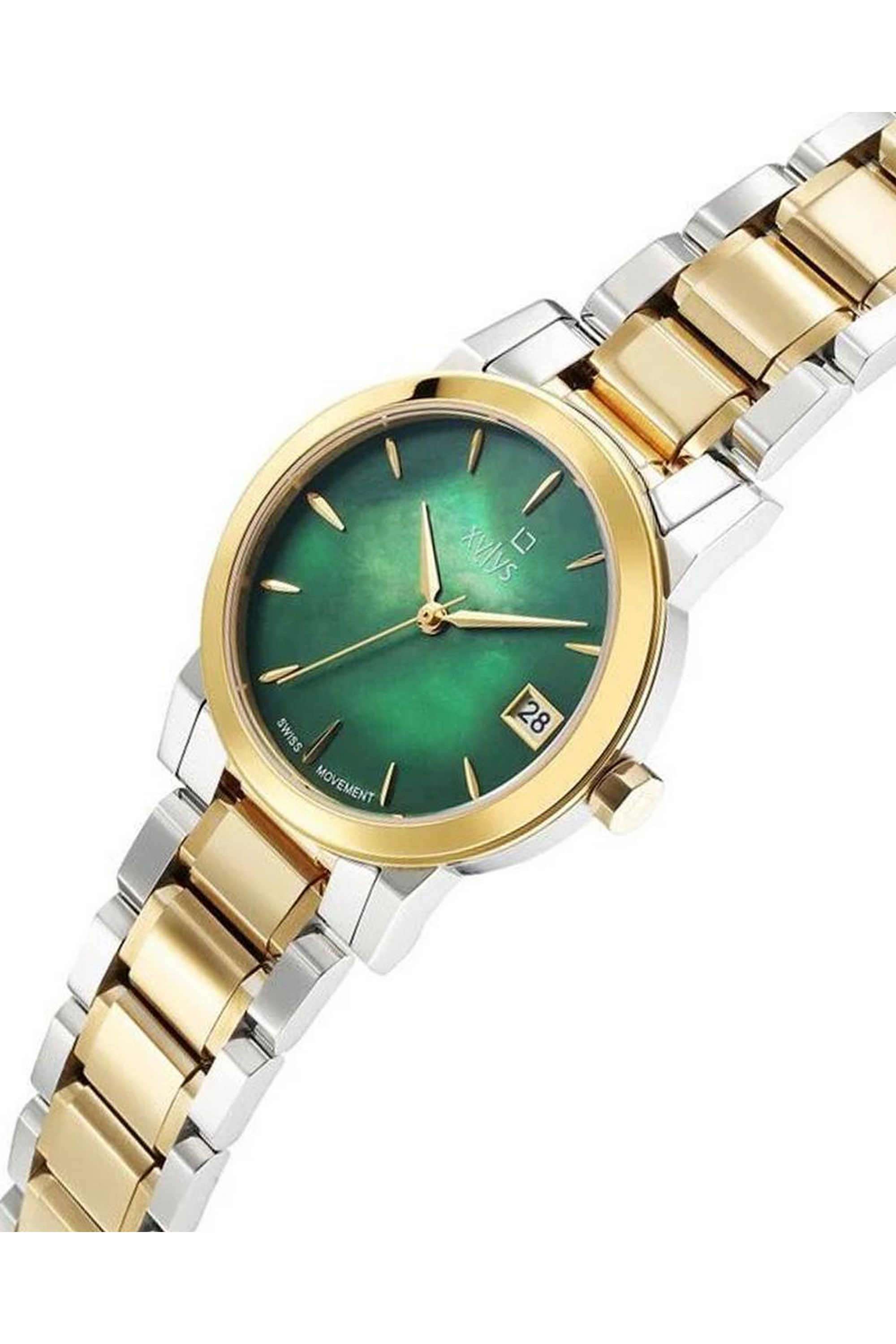 Ethereum-41-mm-Analogue-Quartz-Watch-For-Women-s---Green-Dial-with-Two-Tone-Stainless-Steel-Strap-(45021BM01E)