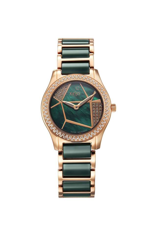 Shimmer-30-mm-Green-Dial-Stainless-Steel-Analogue-Watch-For-Women---9766WD04E