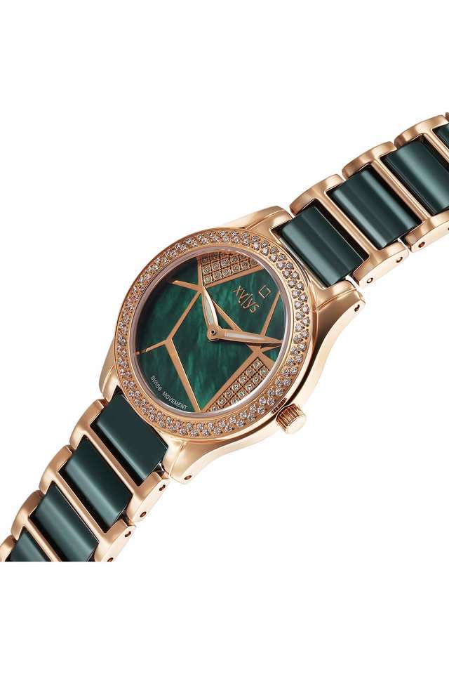 Shimmer-30-mm-Green-Dial-Stainless-Steel-Analogue-Watch-For-Women---9766WD04E