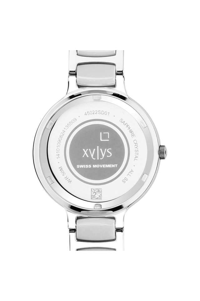 Buy XYLYS Silver Quartz 44 x 7.80 x 37 mm Silver Dial Ceramic