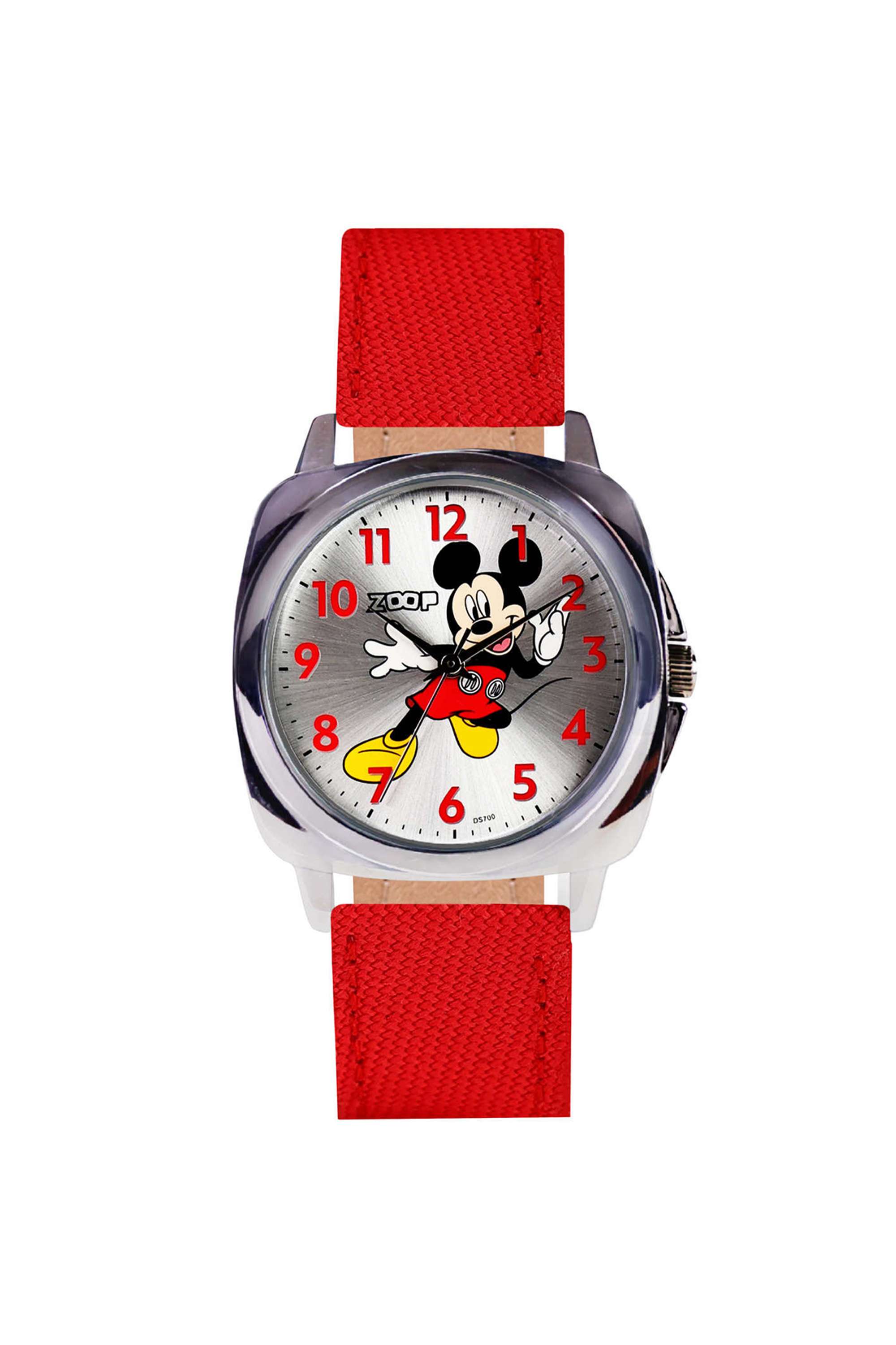 Mickey-&-Donald-40.6-MM-Silver-PU-Leather-Analogue-Watch-For-Unisex---16055SL01