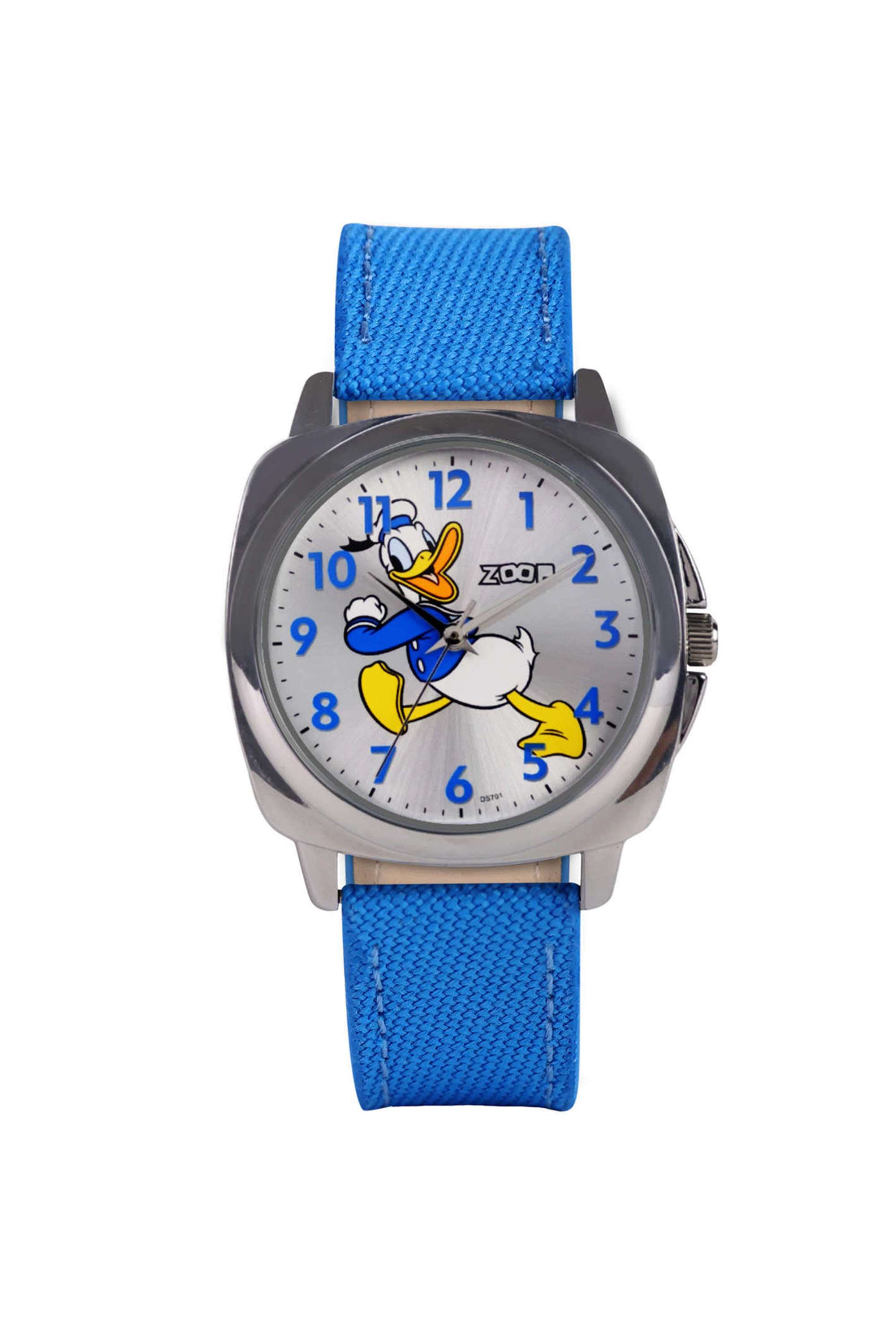 Mickey-&-Donald-40.6-MM-Silver-PU-Leather-Analogue-Watch-For-Unisex---16055SL02