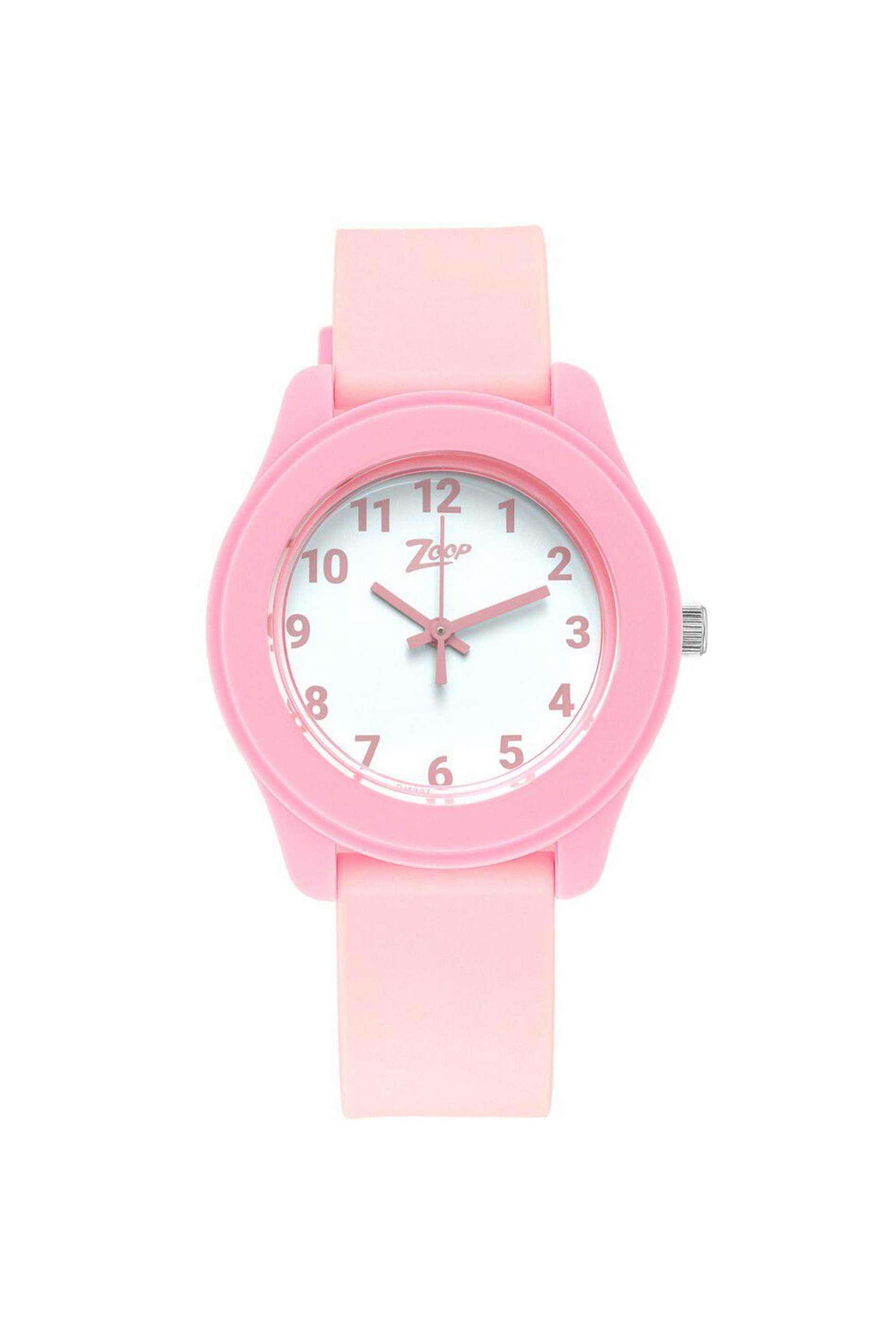 Solid-Colours-Unisex-40-mm-Quartz-Analogue-Watch---White-Dial-with-Pink-Plastic-Strap-(NU26019PP12W)